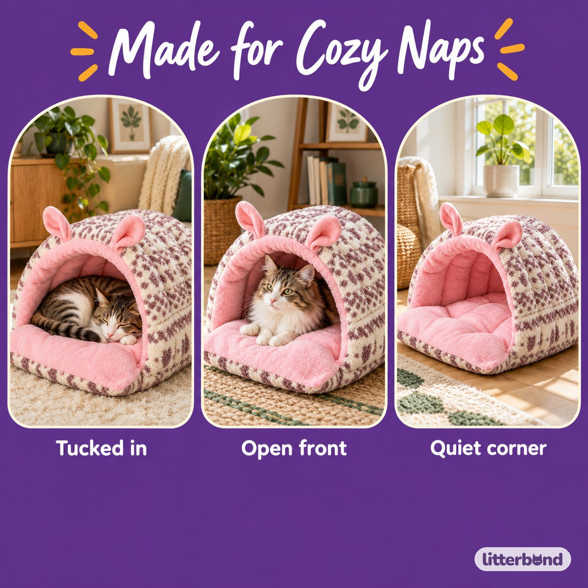 Animal Ear Cave Bed for Naps - cozy at home