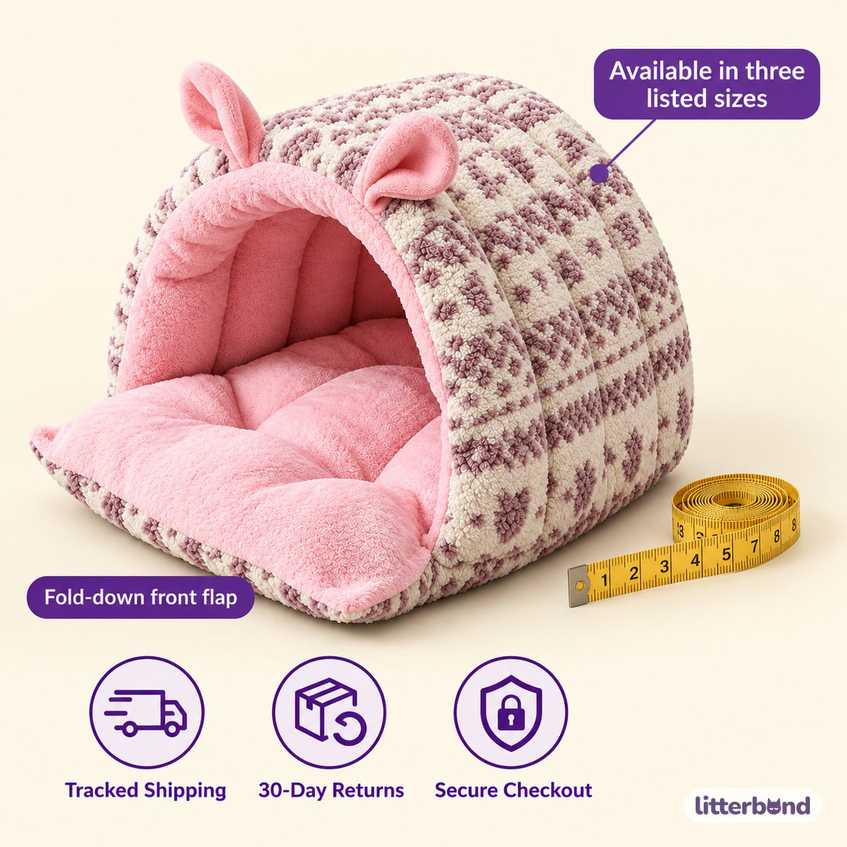 Animal Ear Cave Bed for Naps - size and details