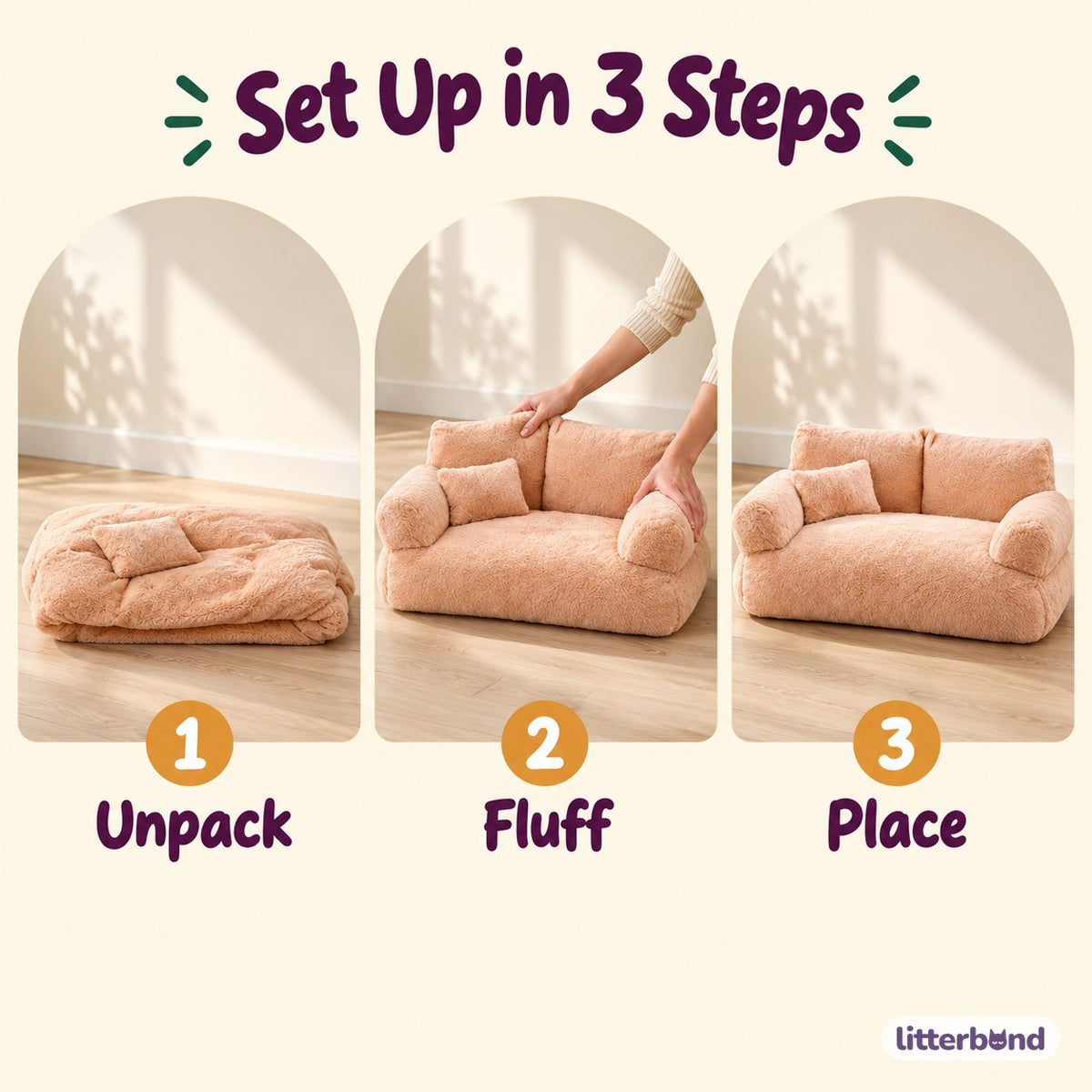 Plush Sofa Bed for Cat Napping - how to use it