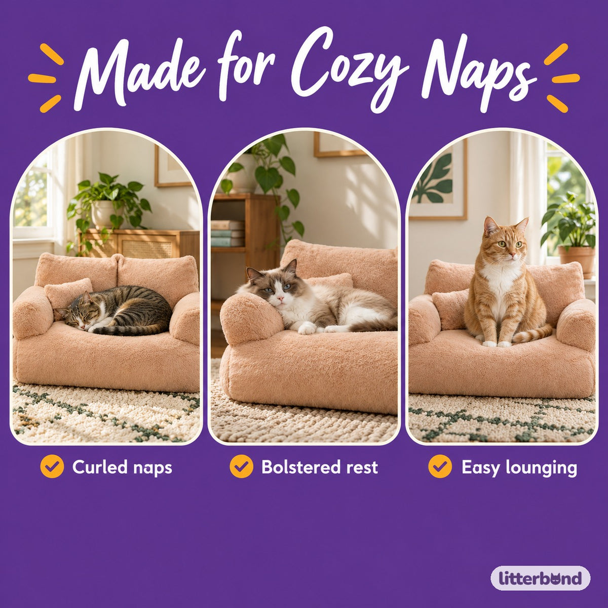 Plush Sofa Bed for Cat Napping - cozy at home