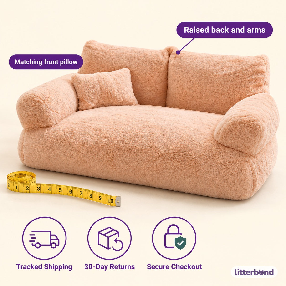 Plush Sofa Bed for Cat Napping - size and details