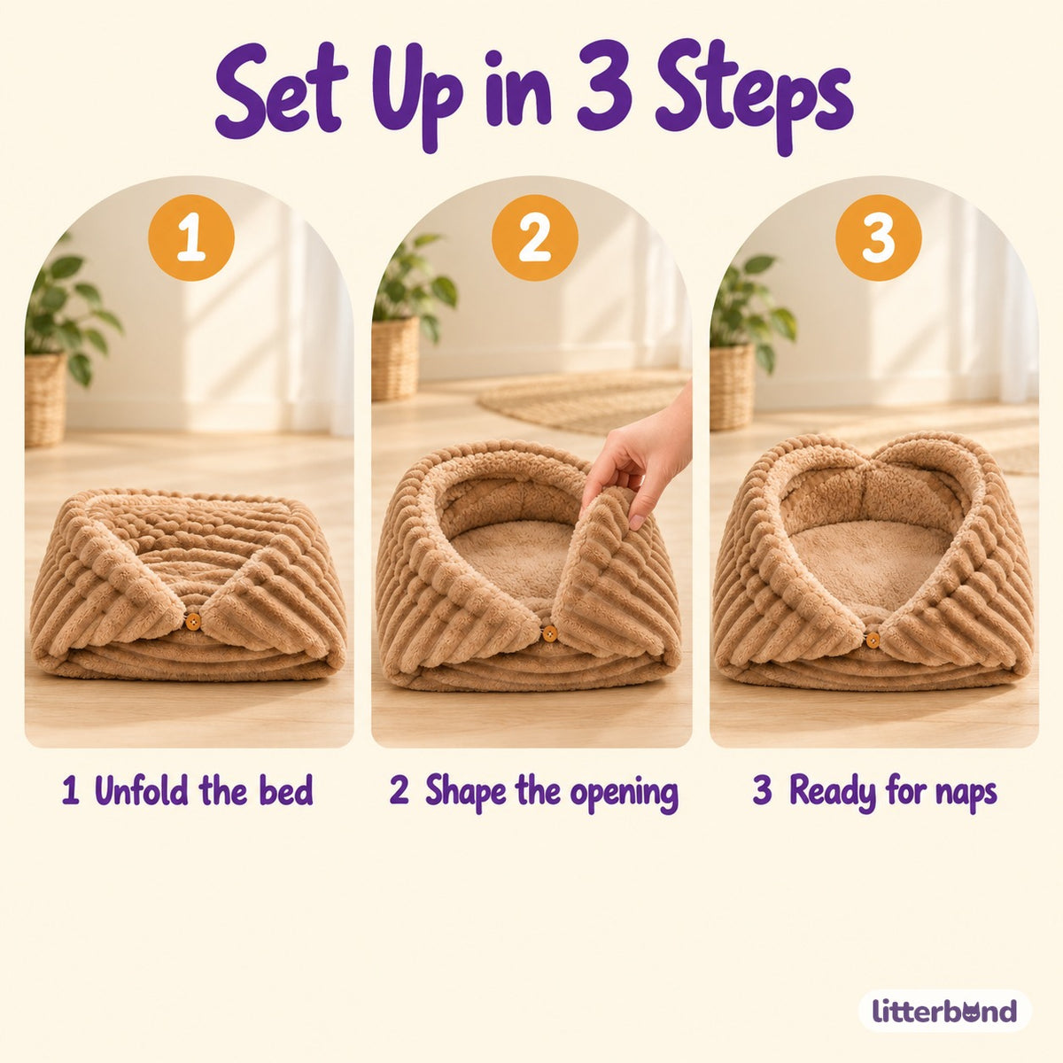 Ribbed Envelope Cat Cave Bed - how to use it