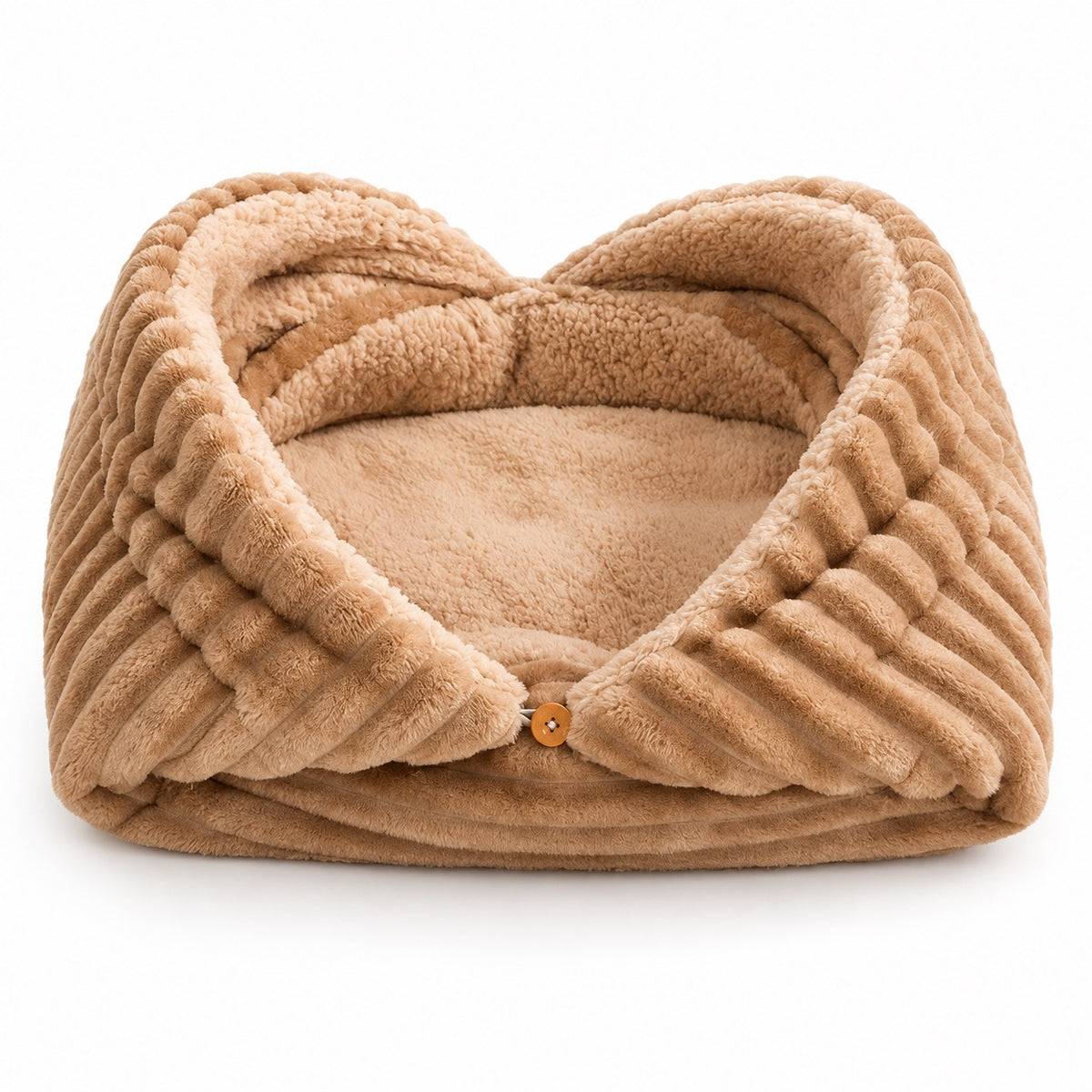 Ribbed Envelope Cat Cave Bed - Warm Mocha