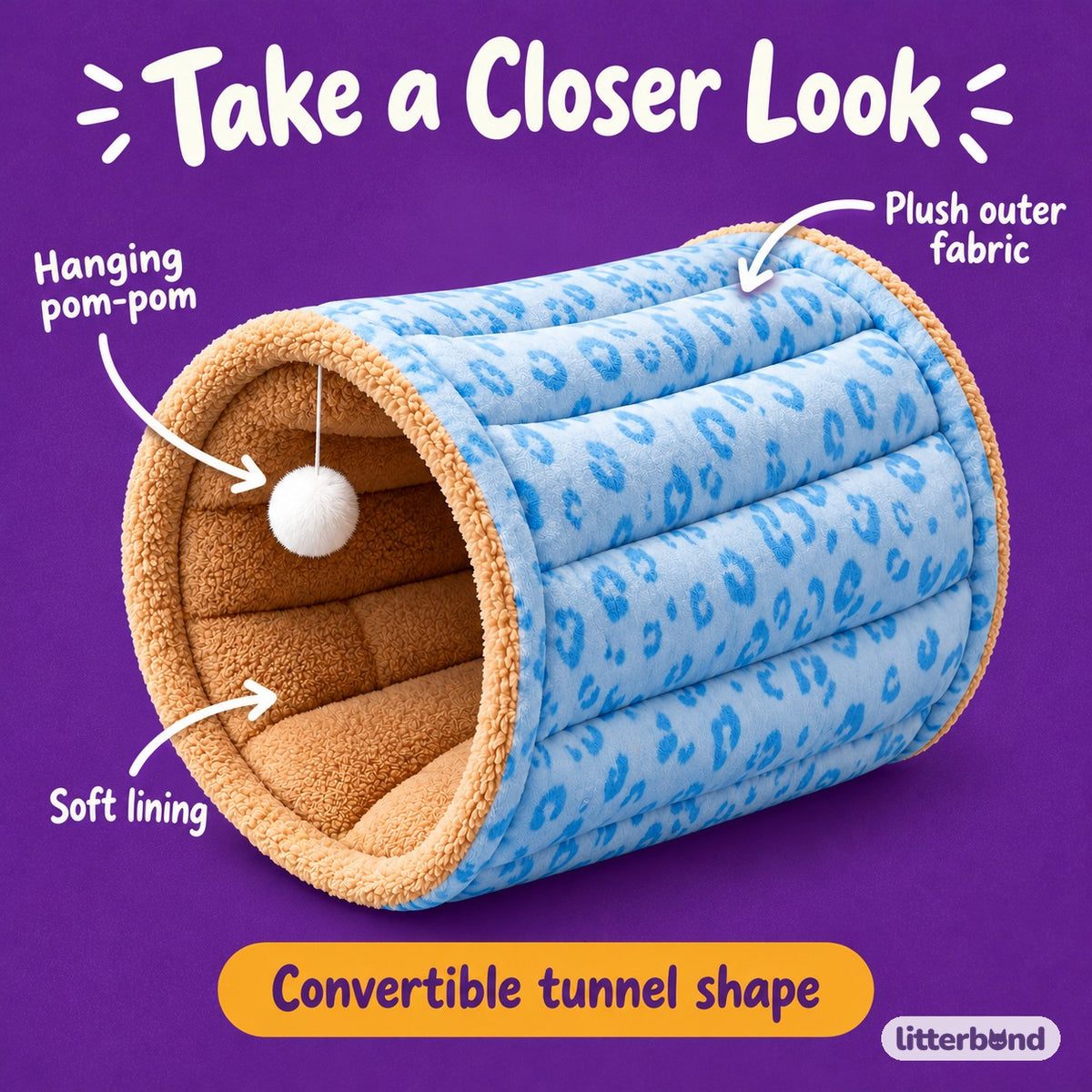 Convertible Tunnel Mat Bed for Napping - close-up details