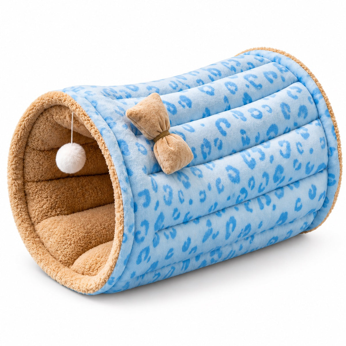 Convertible Tunnel Mat Bed for Napping - Blue Leopard with Blanket