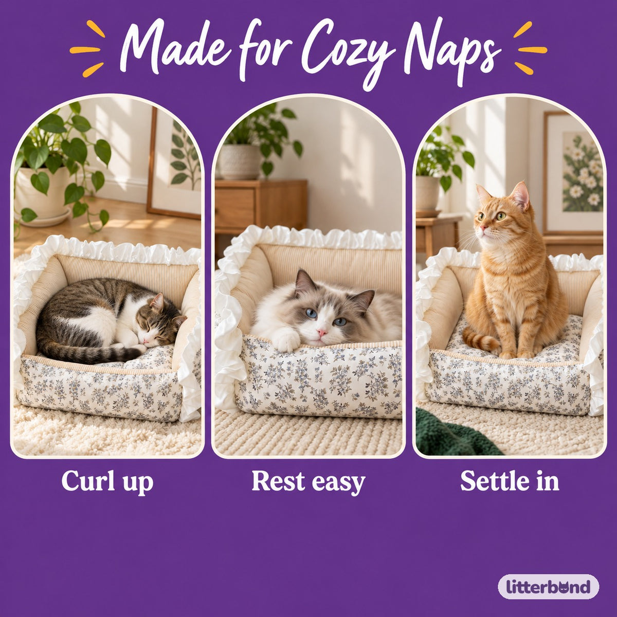 Ruffled Bolster Nap Bed - cozy at home