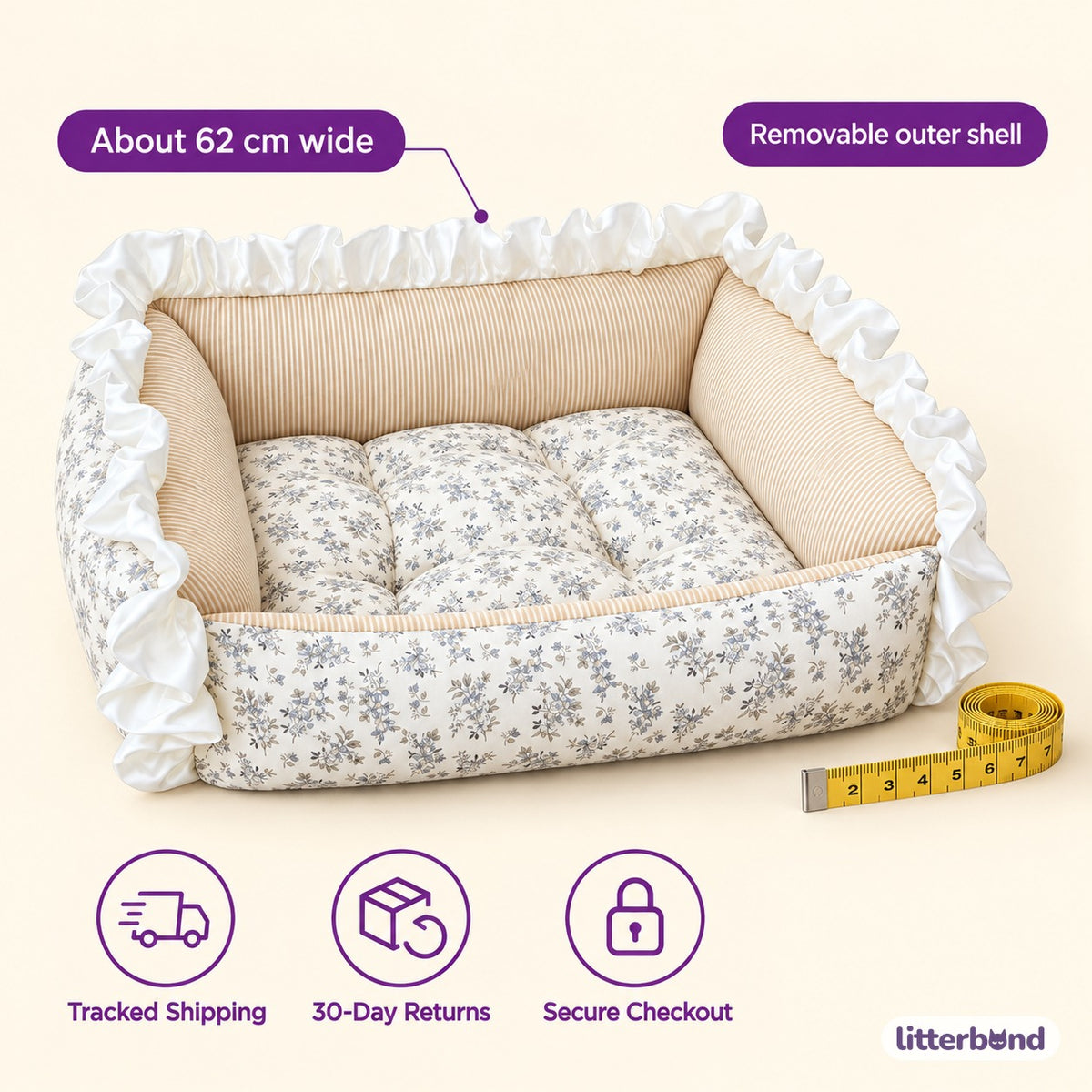 Ruffled Bolster Nap Bed - size and details