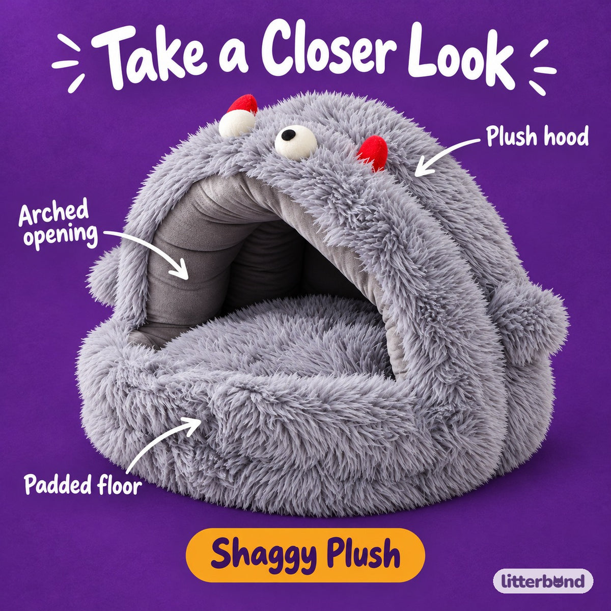 Shaggy Arched Nap Bed - close-up details