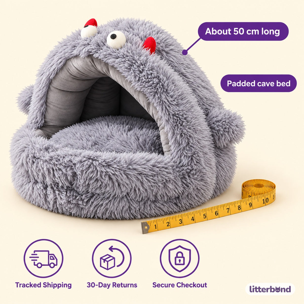 Shaggy Arched Nap Bed - size and details
