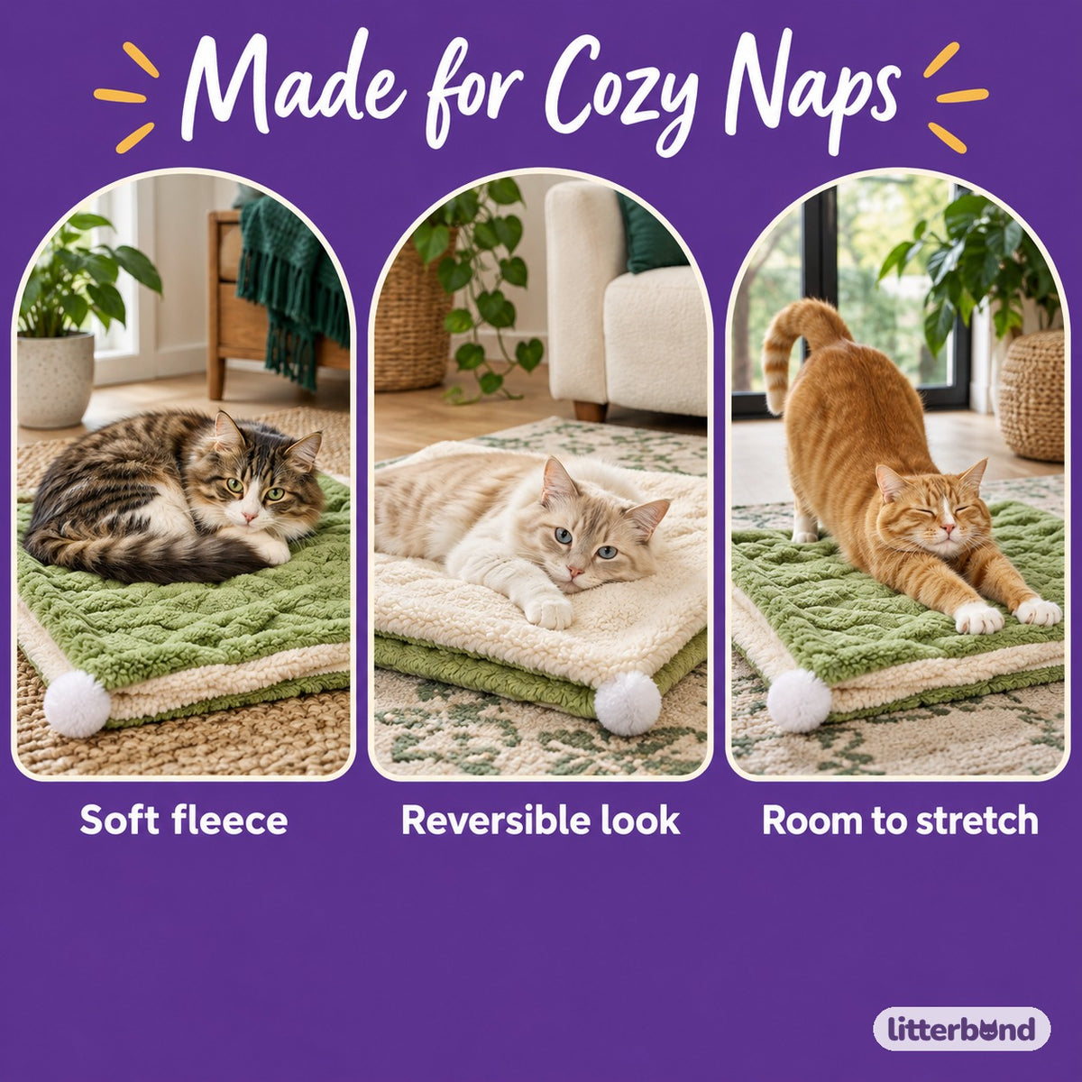 Reversible Quilted Fleece Cat Bed - cozy at home