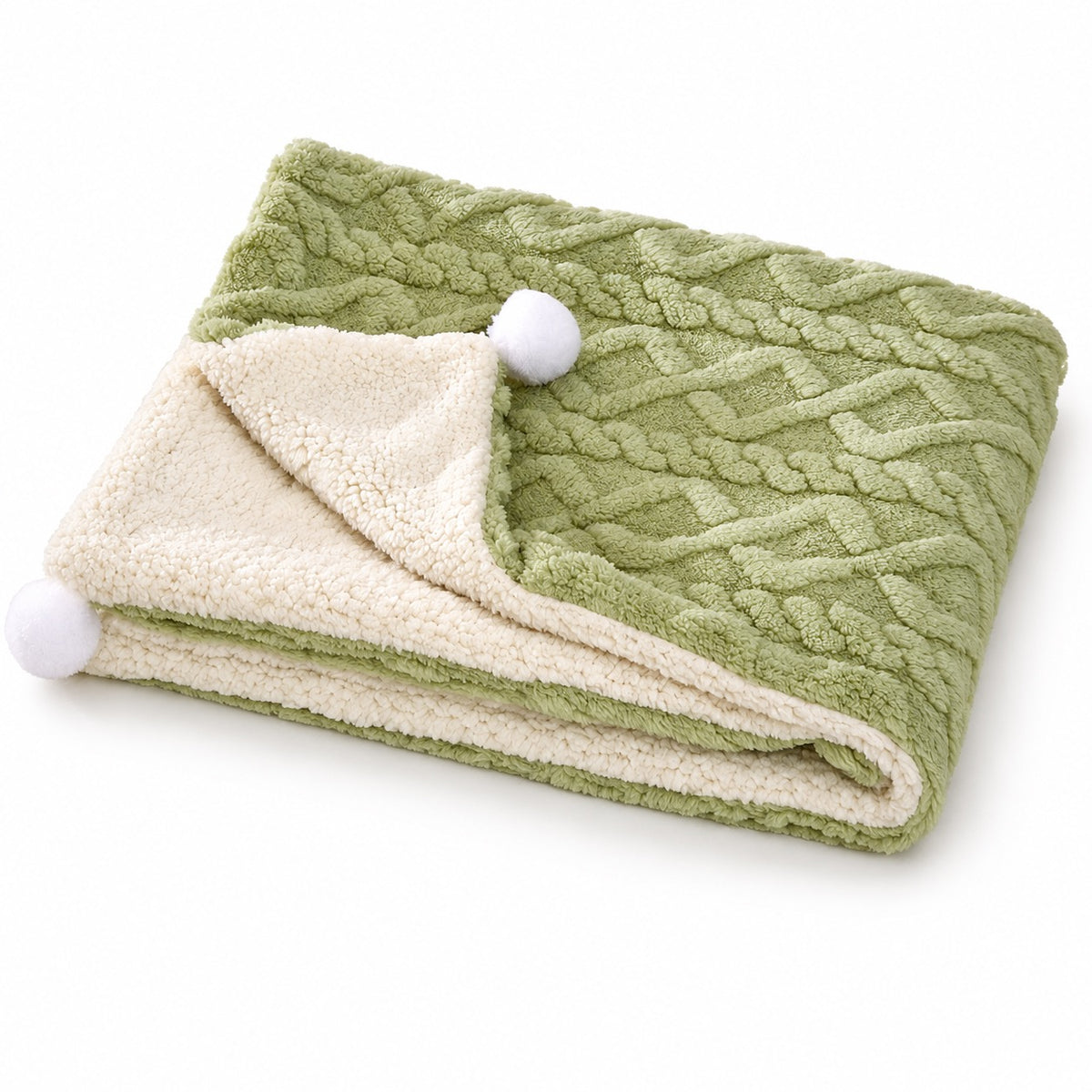 Reversible Quilted Fleece Cat Bed - Sage Green