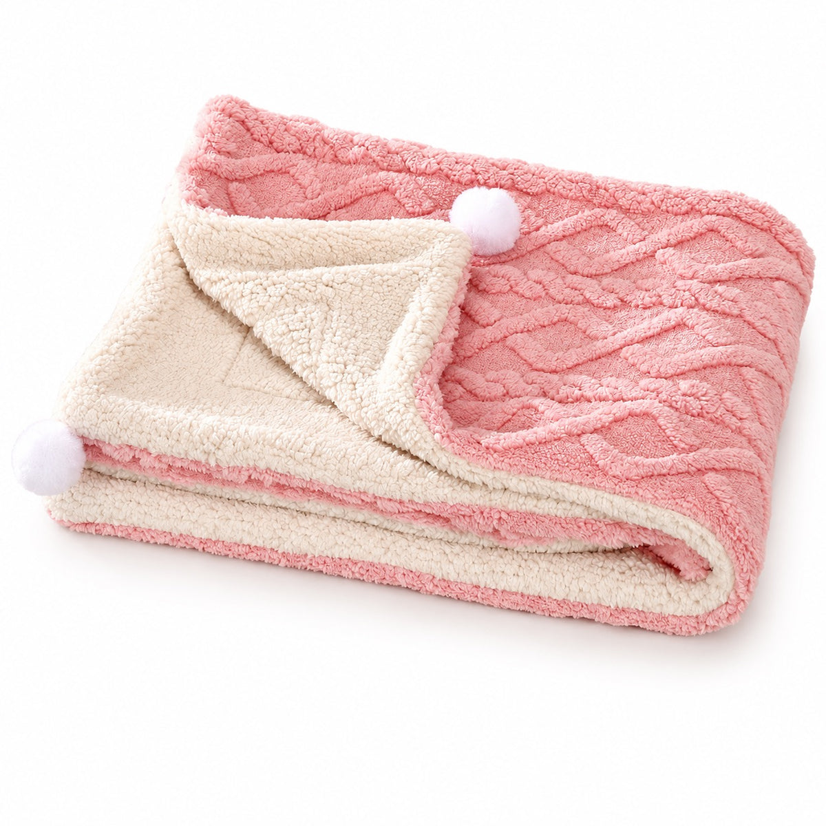 Reversible Quilted Fleece Cat Bed - Blush Pink