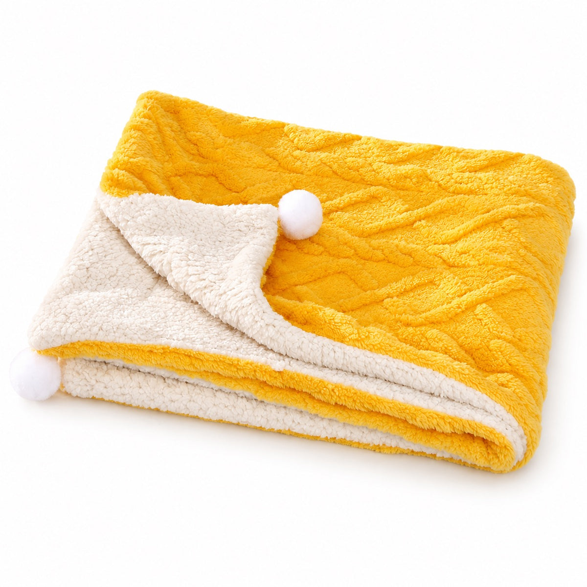 Reversible Quilted Fleece Cat Bed - Golden Yellow