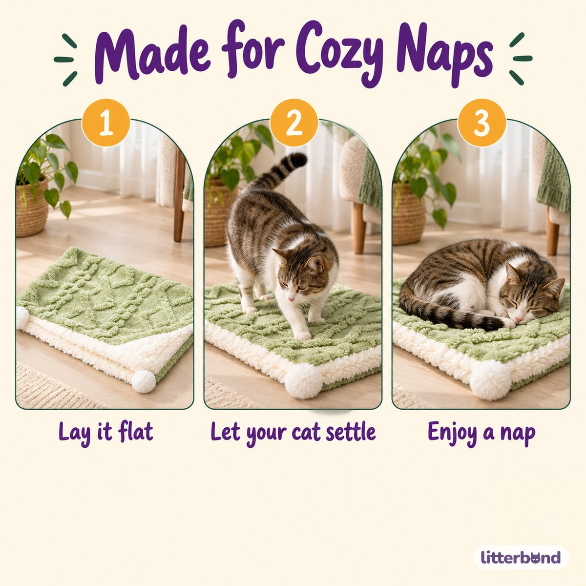 Reversible Plush Fleece Mat for Cat Naps - how to use it