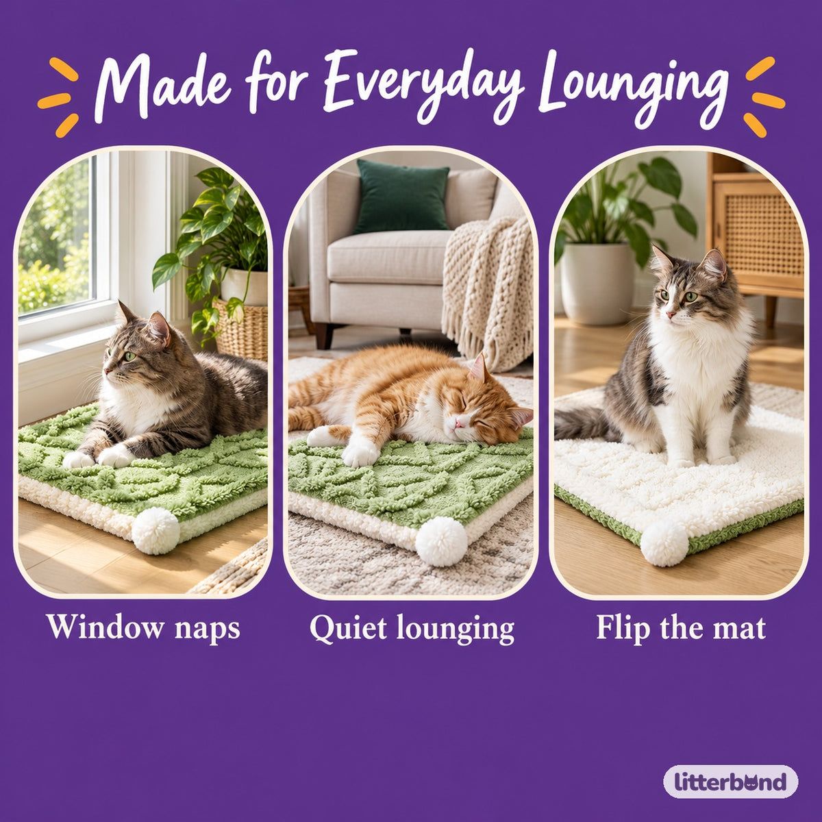 Reversible Plush Fleece Mat for Cat Naps - cozy at home