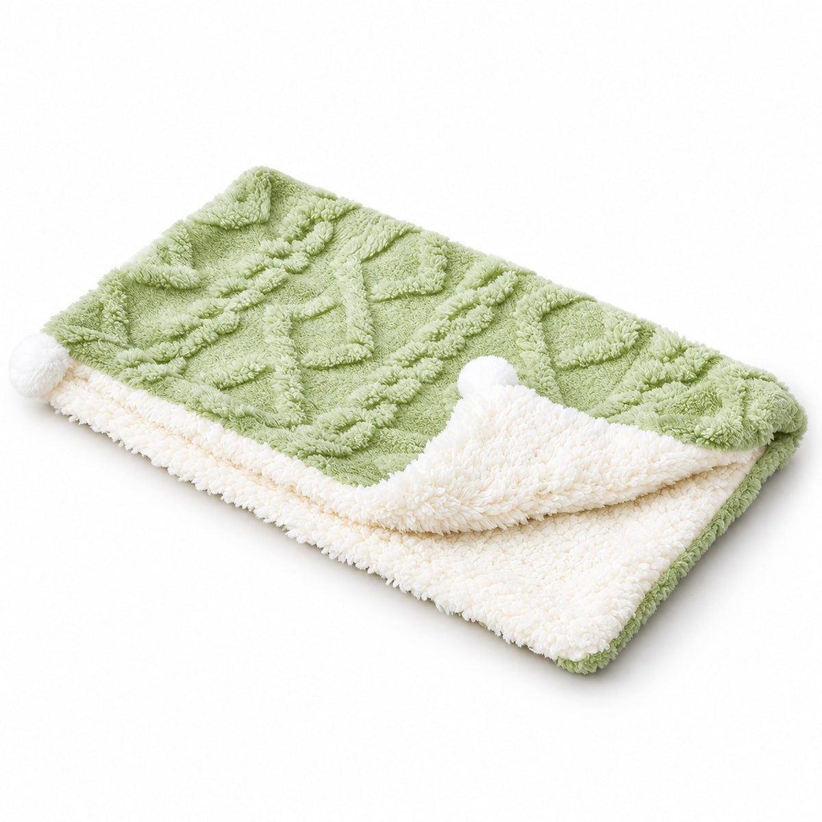 Reversible Plush Fleece Mat for Cat Naps - Matcha Green