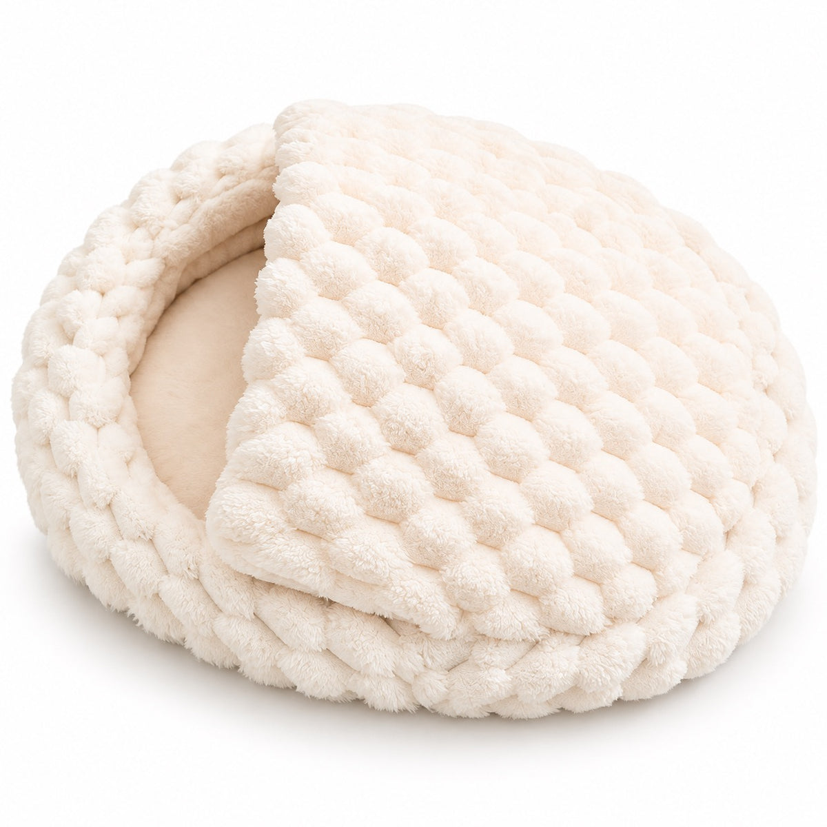 Plush Slipper Cave Bed - Cream Cave
