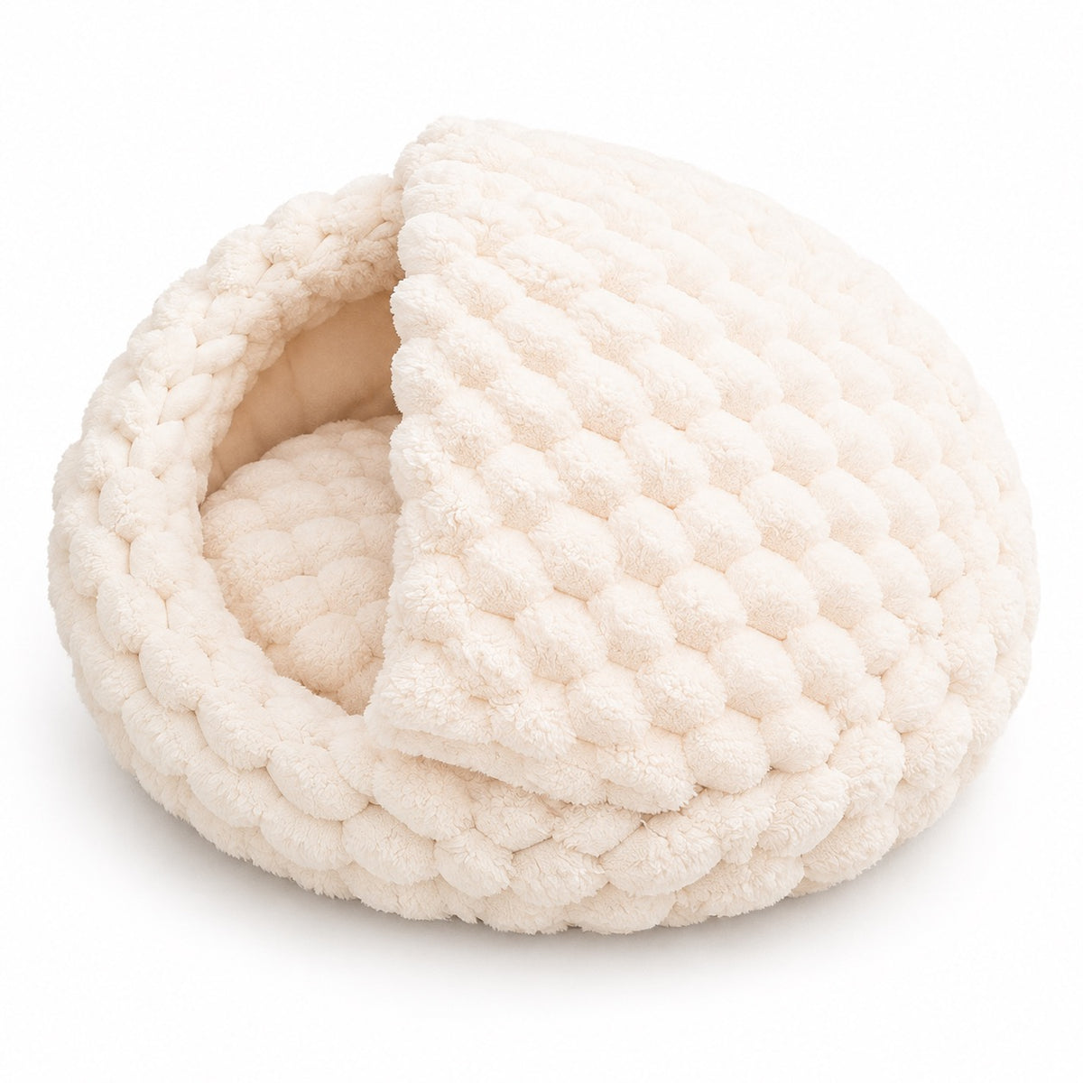 Plush Slipper Cave Bed - Cream Cave with Pillow