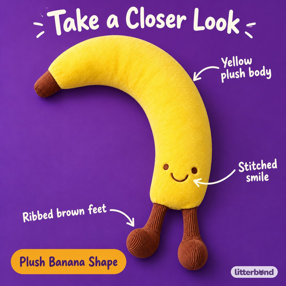 Banana Plush Nap Lounger - close-up details