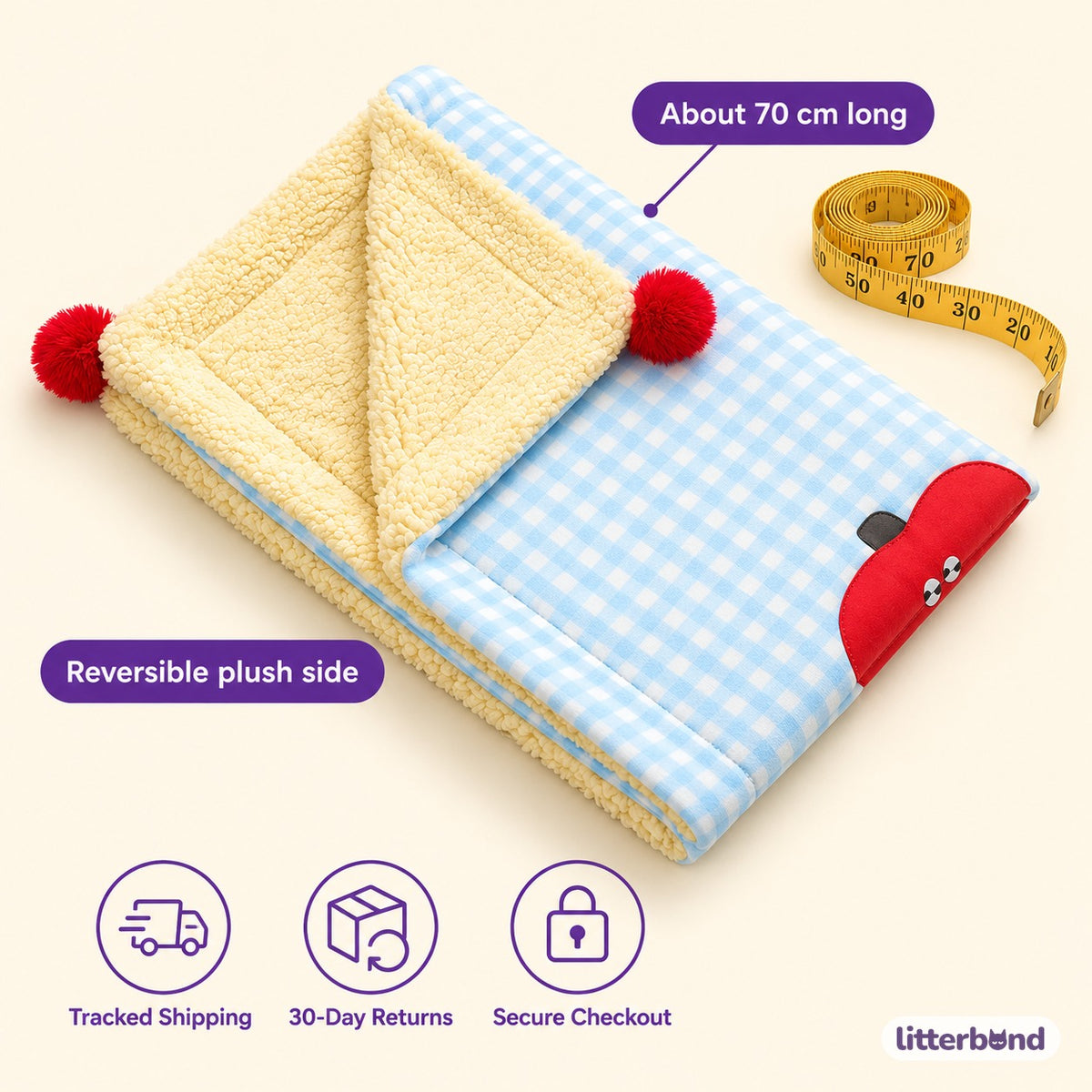 Gingham Fair Isle Blanket Mat - size and details