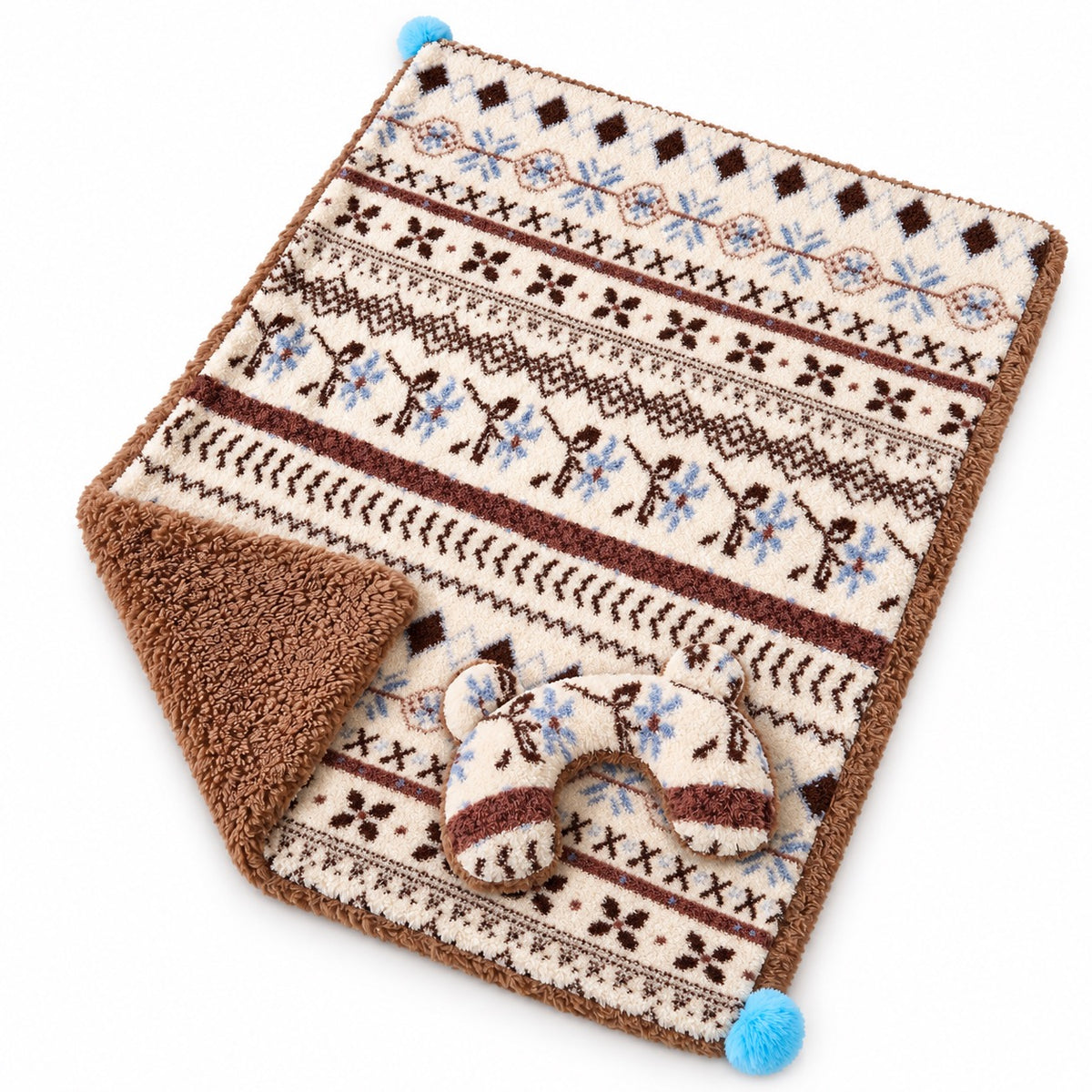 Gingham Fair Isle Blanket Mat - Fair Isle Blanket with Pillow