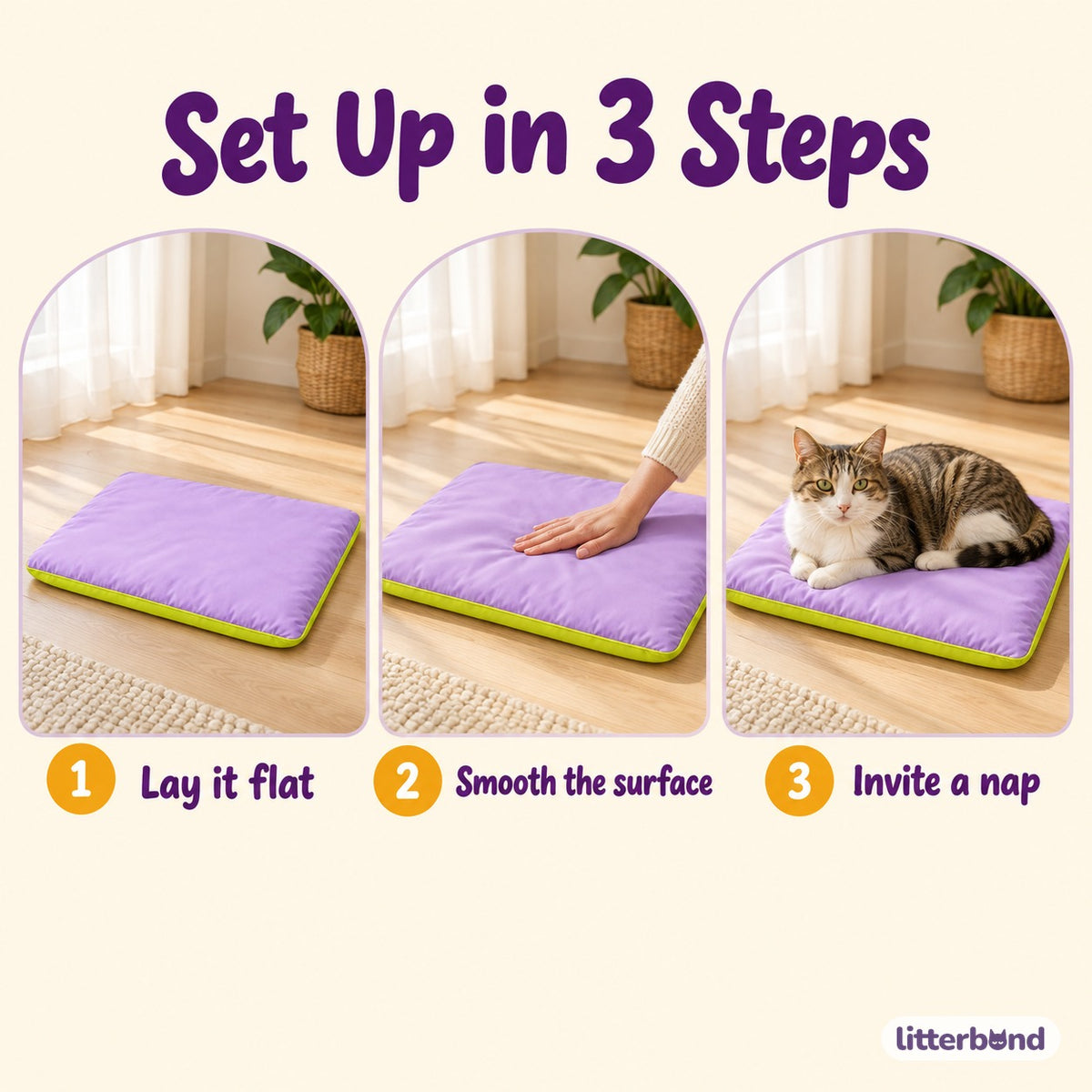 Splash-Resistant Cat Nap Mat - how to use it