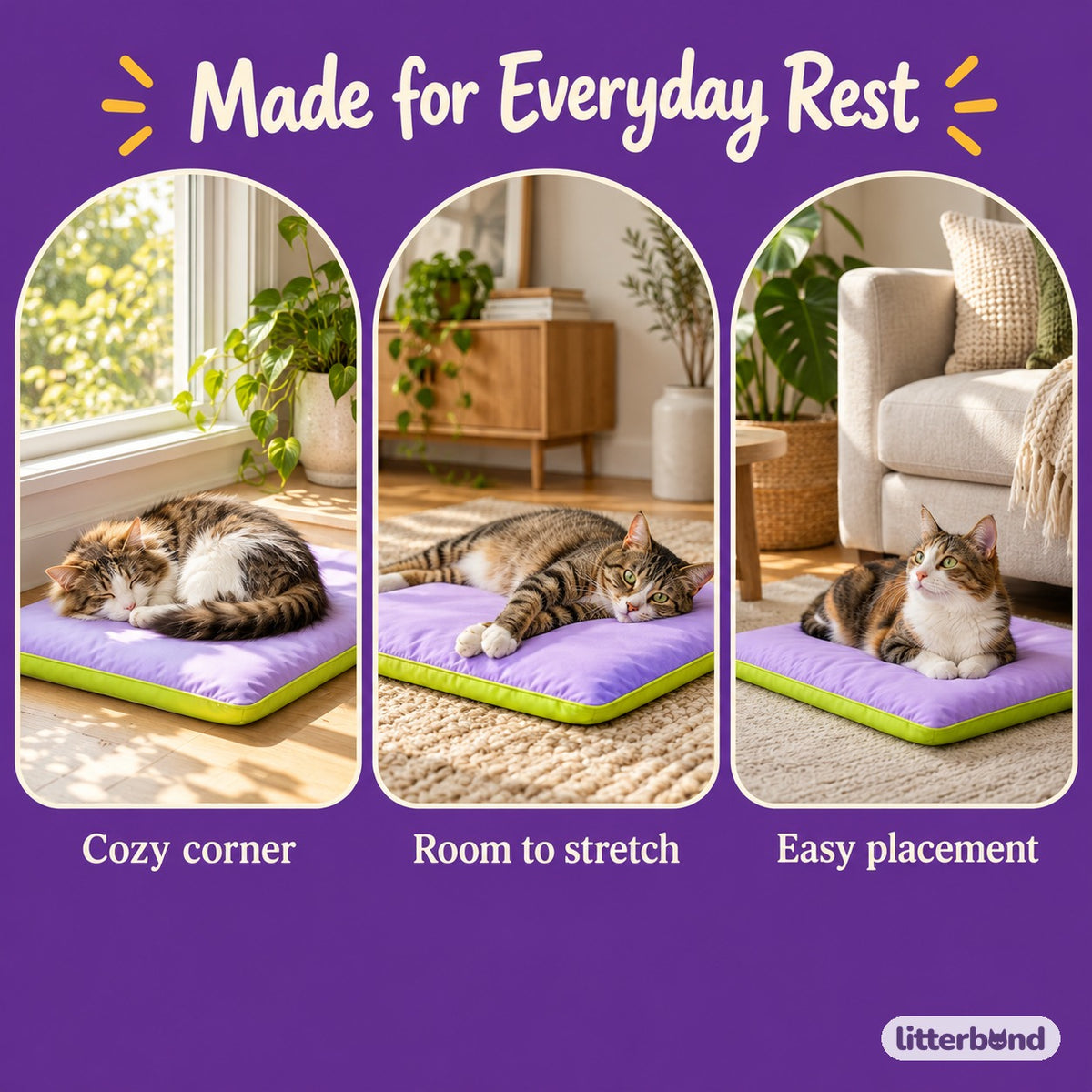 Splash-Resistant Cat Nap Mat - cozy at home