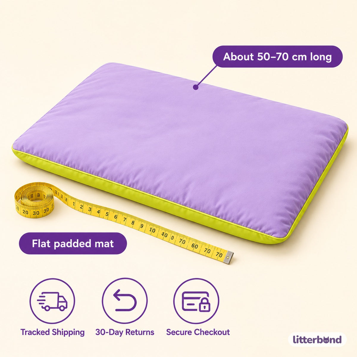 Splash-Resistant Cat Nap Mat - size and details