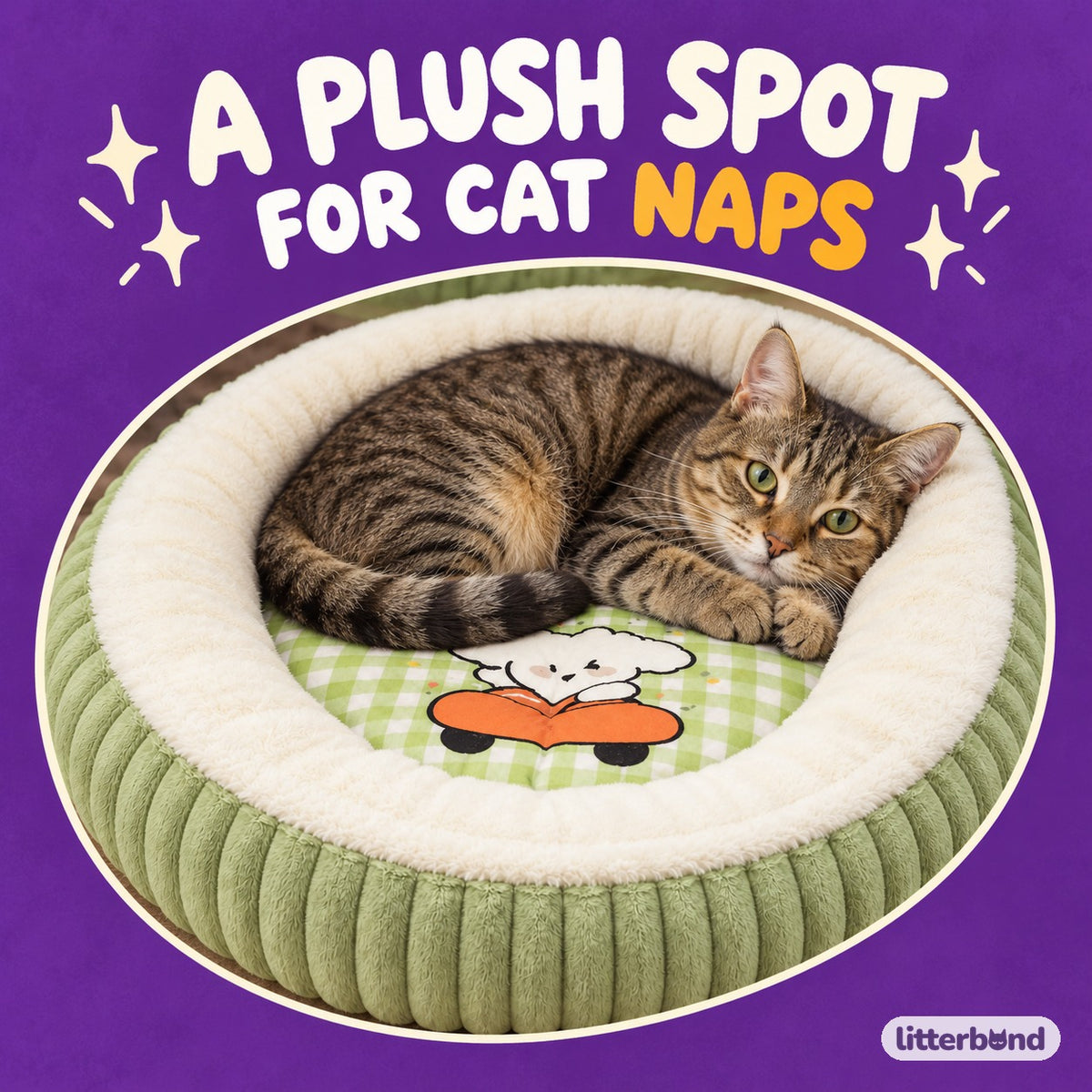 Puppy Print Bed for Naps with a cat