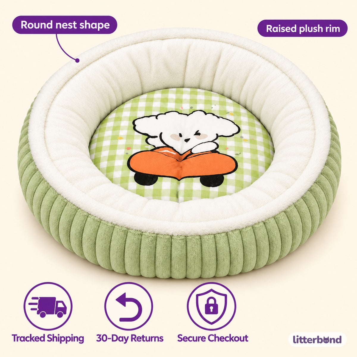 Puppy Print Bed for Naps - size and details