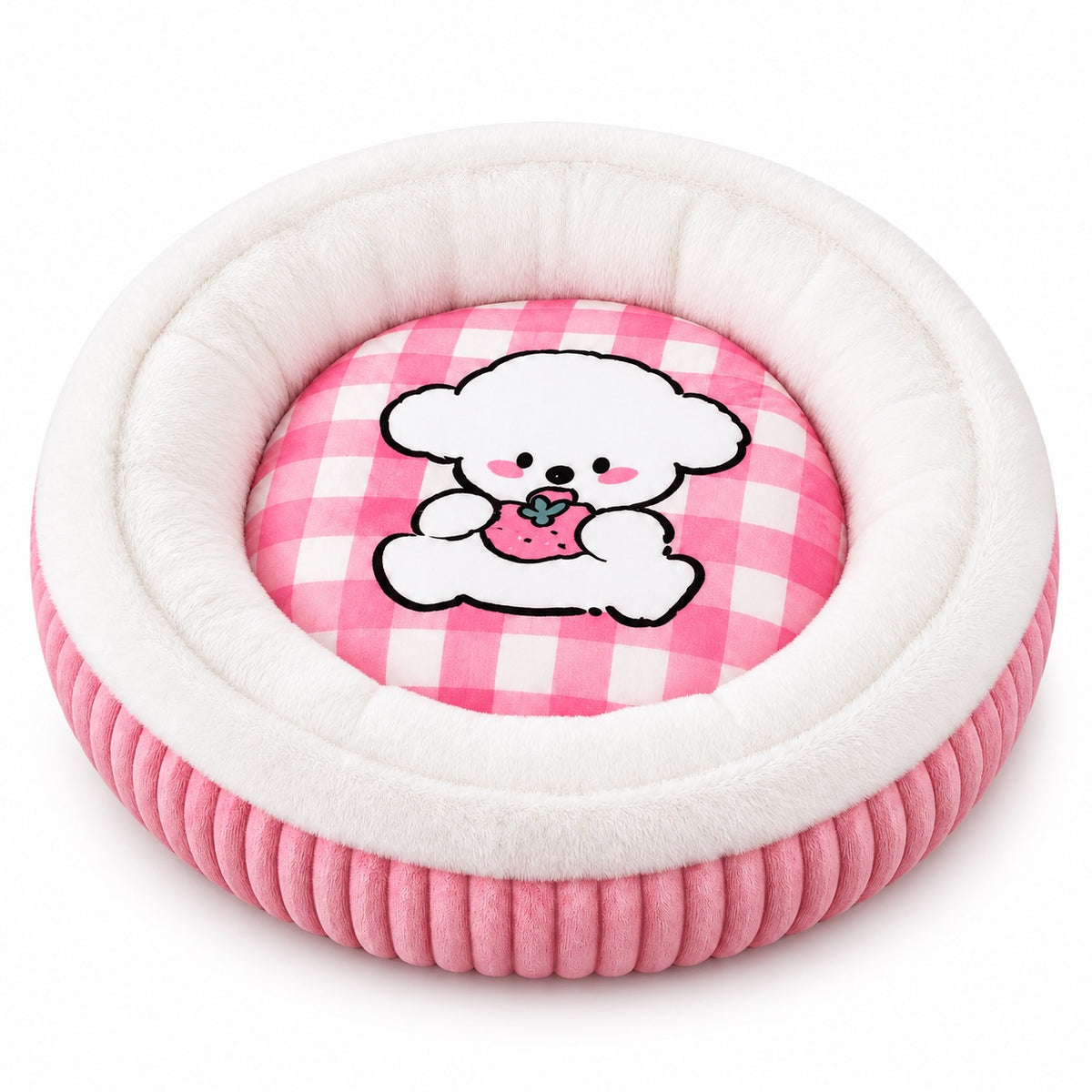 Puppy Print Bed for Naps - Pink Strawberry