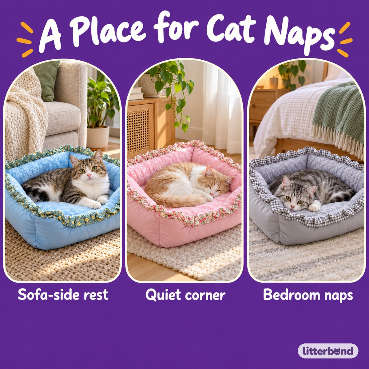 Ruffle Trim Plush Bed for Naps - cozy at home