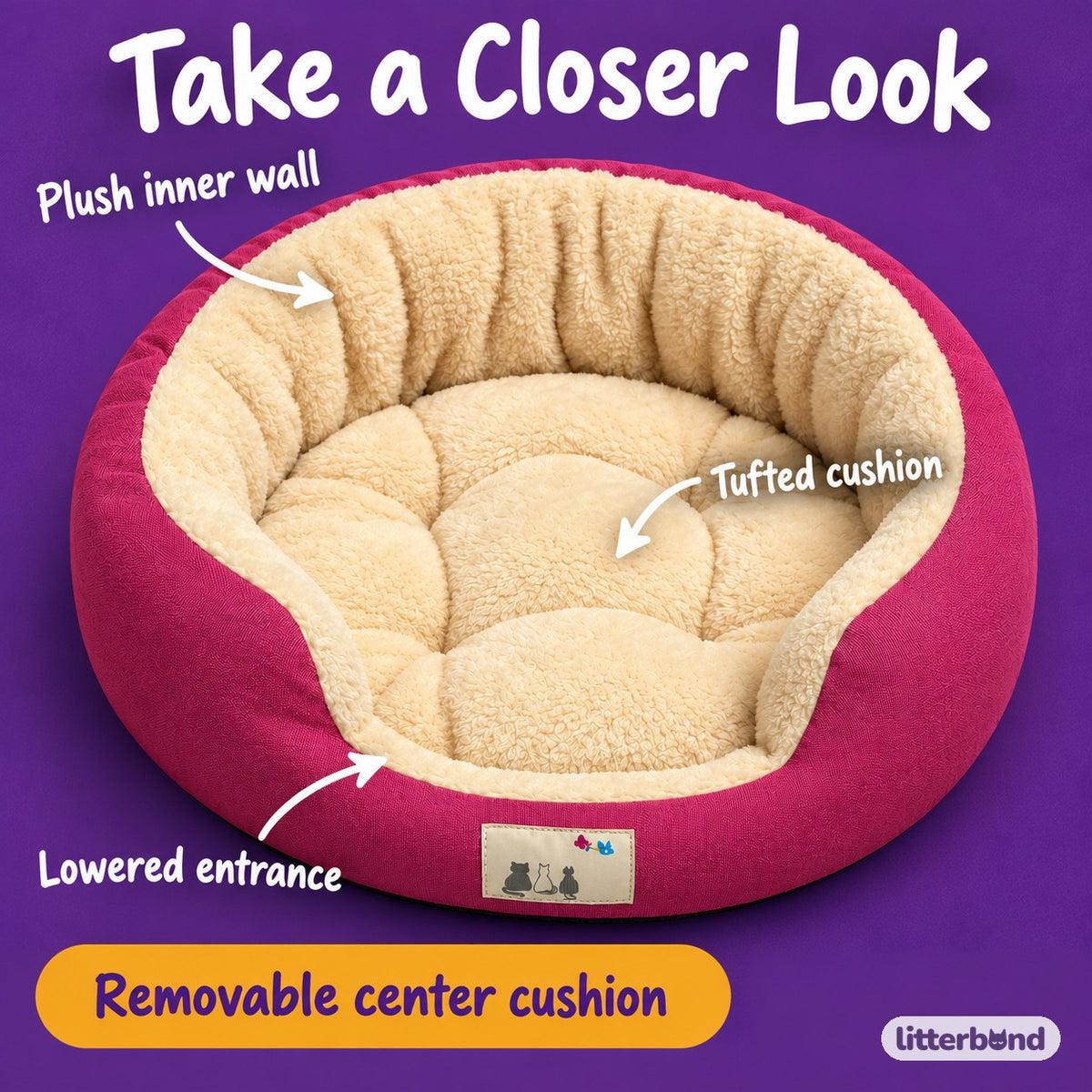 Jewel Plush Nest Bed for Naps - close-up details