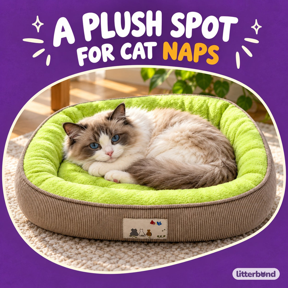 Ribbed Rim Bed for Naps with a cat