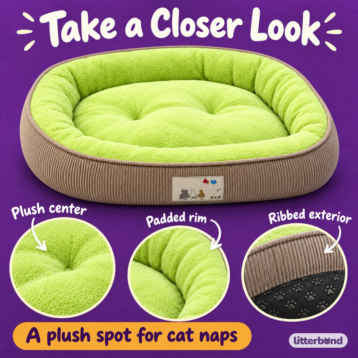 Ribbed Rim Bed for Naps - close-up details