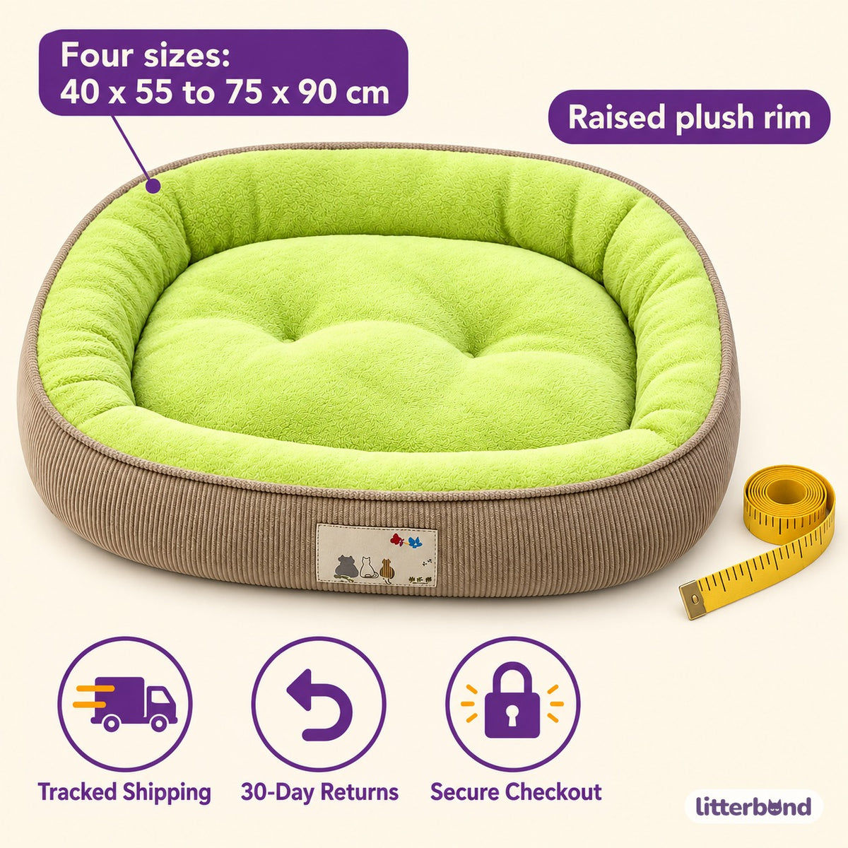Ribbed Rim Bed for Naps - size and details