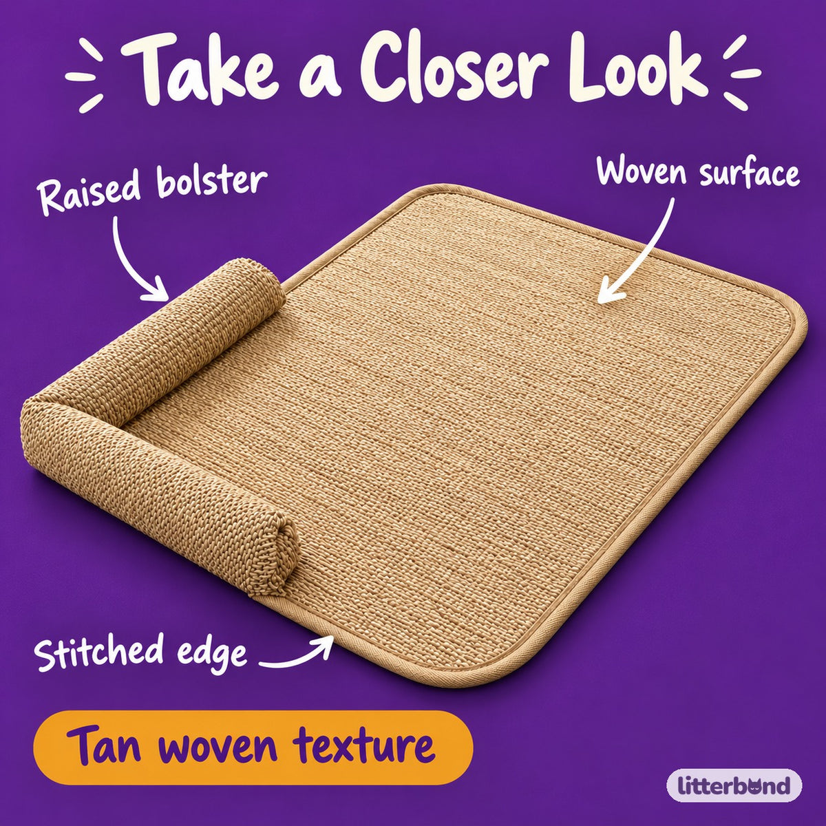 Tan Woven Bed for Naps - close-up details