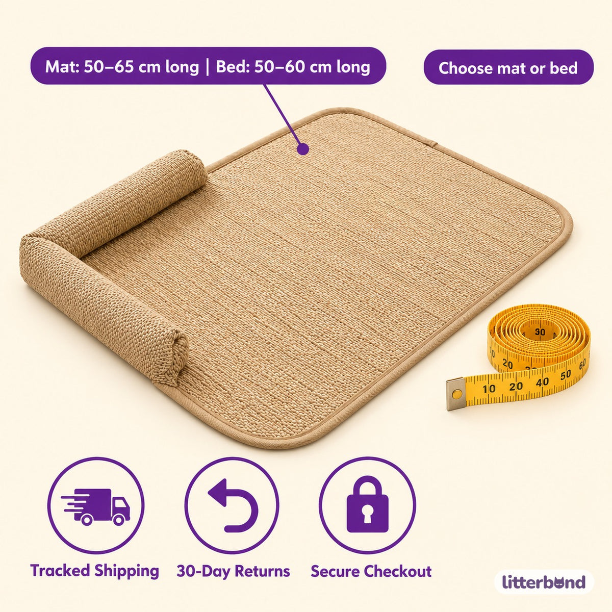 Tan Woven Bed for Naps - size and details