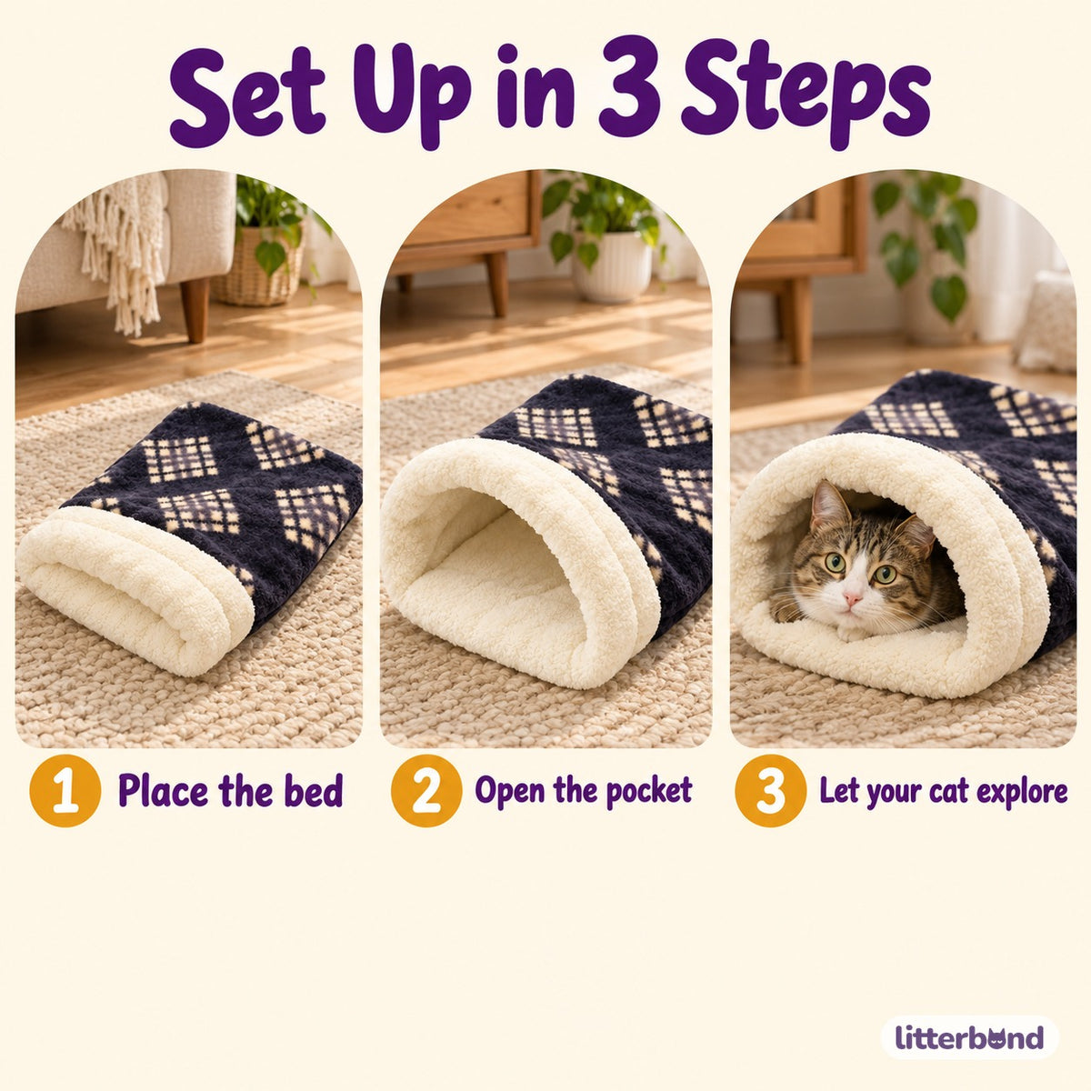 Plush Cuff Pocket Bed for Naps - how to use it