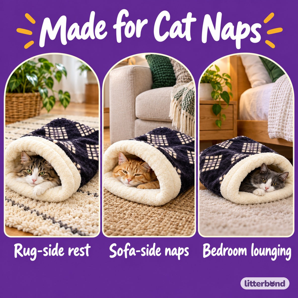 Plush Cuff Pocket Bed for Naps - cozy at home