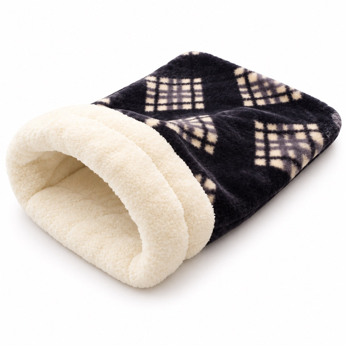 Plush Cuff Pocket Bed for Naps - Dark Plaid