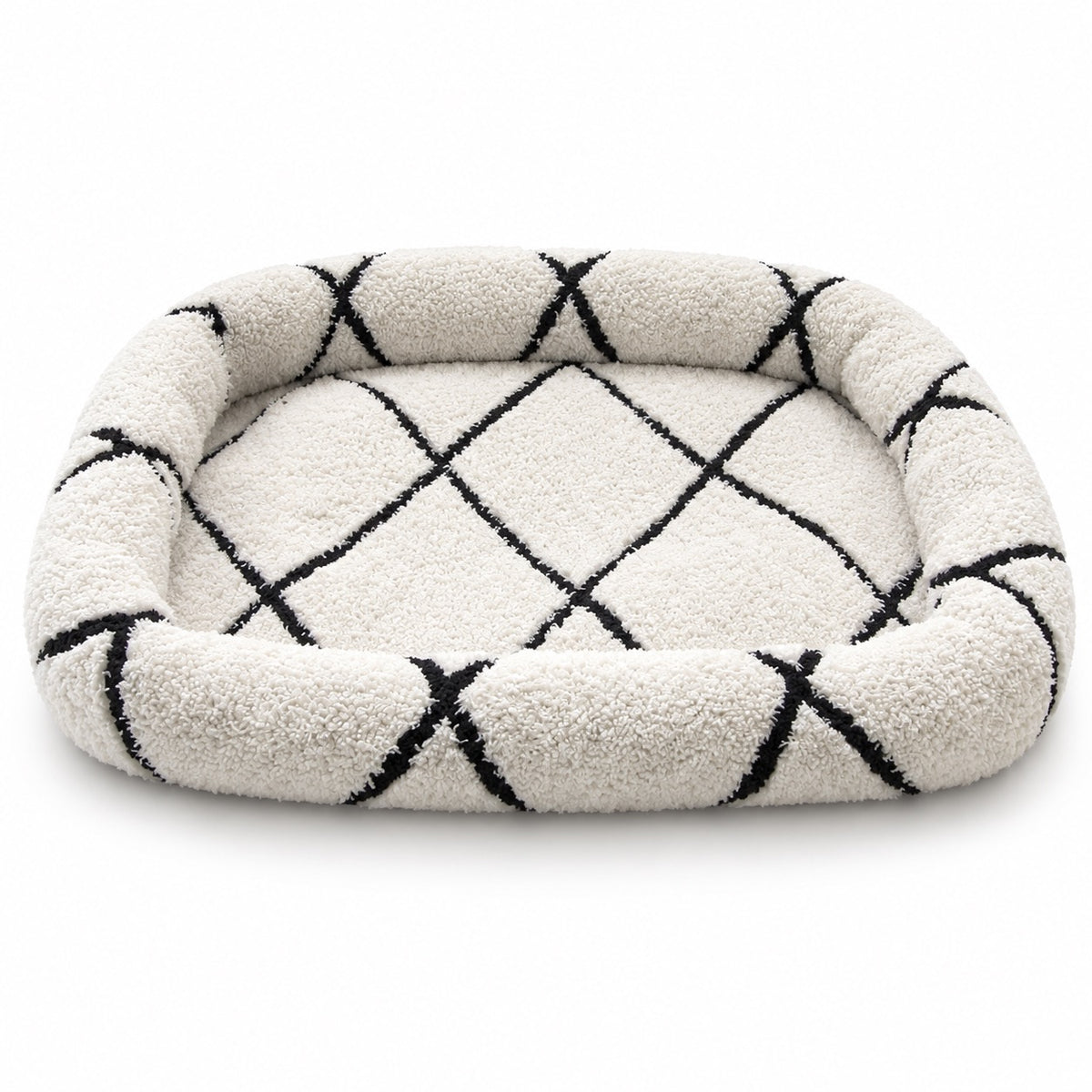 Patterned Bolster Bed for Naps - Black White Diamond