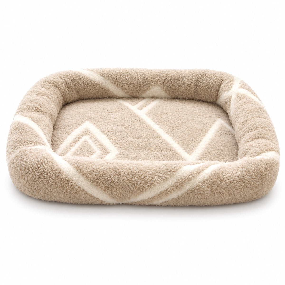 Patterned Bolster Bed for Naps - Beige Diamond