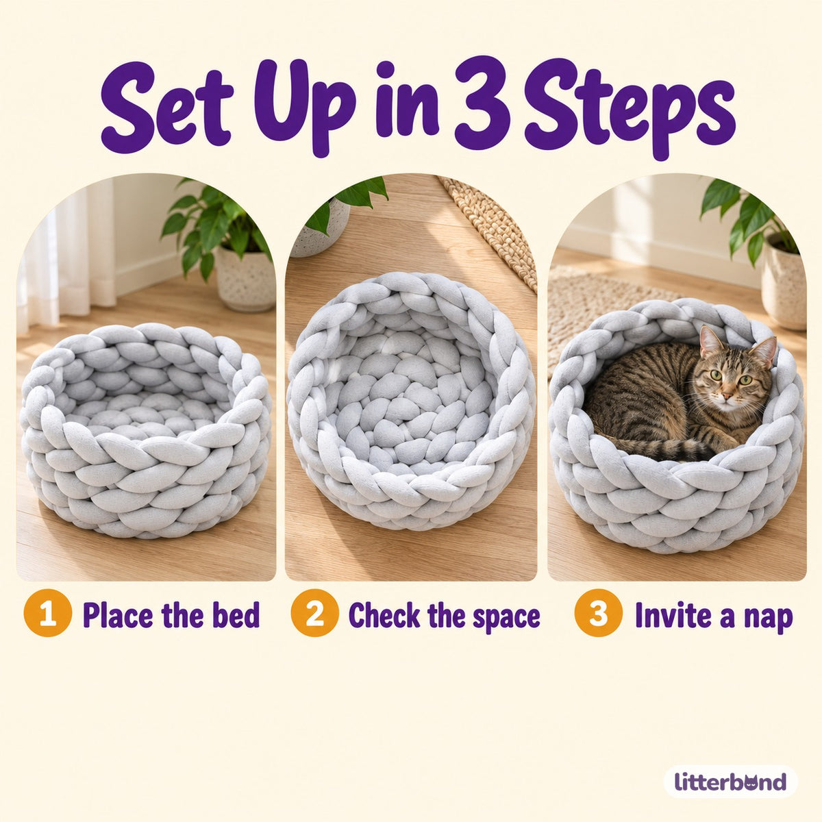 Chunky Knit Basket Bed for Naps - how to use it