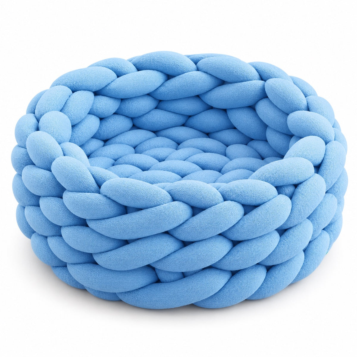Chunky Knit Basket Bed for Naps - Blue