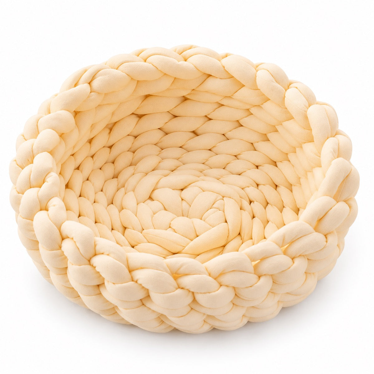 Chunky Knit Basket Bed for Naps - Cream