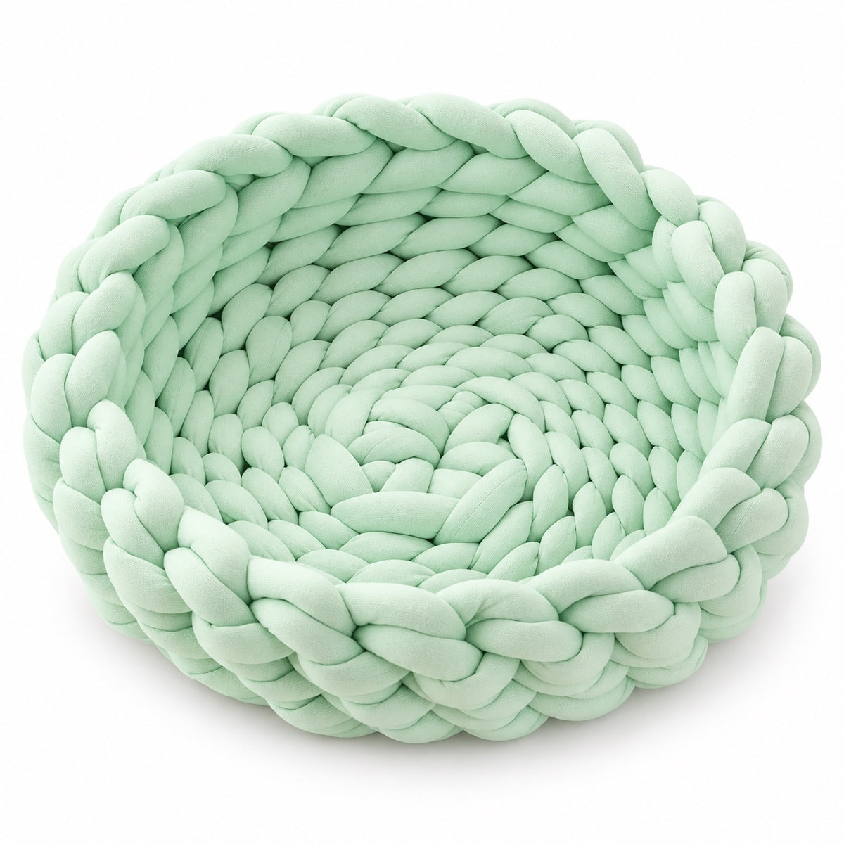 Chunky Knit Basket Bed for Naps - Mint Green