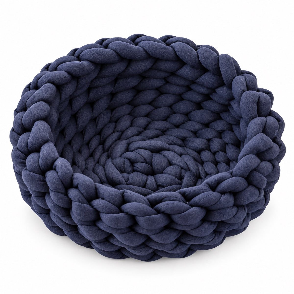 Chunky Knit Basket Bed for Naps - Navy