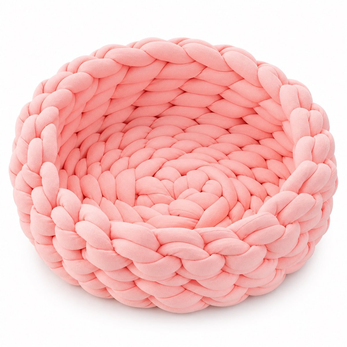 Chunky Knit Basket Bed for Naps - Pink
