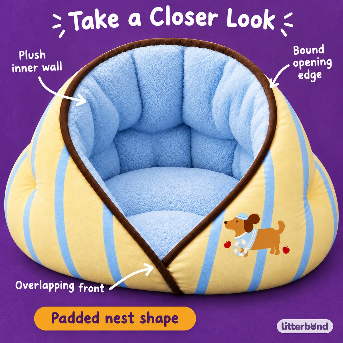 Wraparound Nest Bed for Cat Naps - close-up details